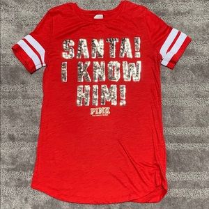 Red, PINK, “Santa I Know Him”, T-shirt